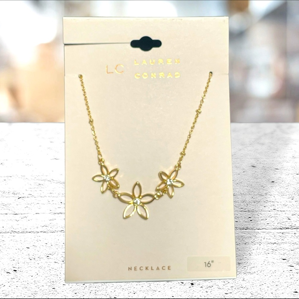 LC Lauren Conrad Floral Charm Necklace